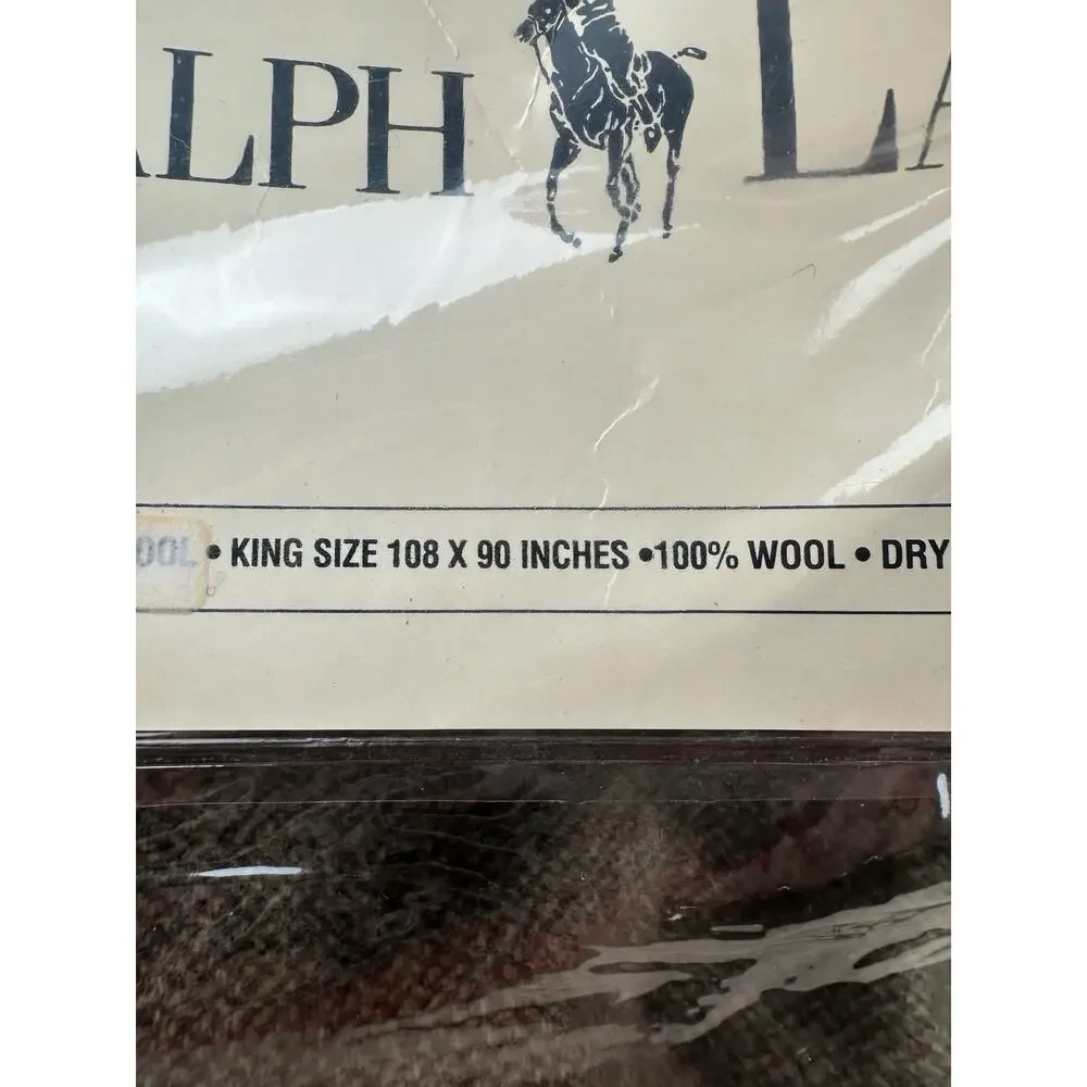 Vintage Ralph Lauren King 100% Lambswool Blanket 108x90 USA Brown Slight Irreg